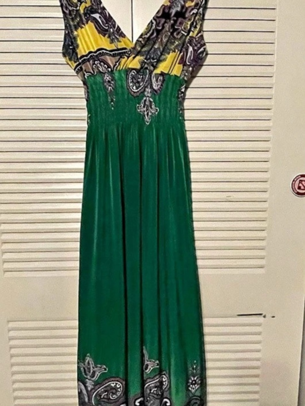 Paisley Maxi Dress in Green & Yellow Like New